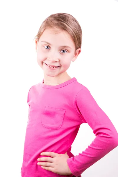 Retrato de una niña feliz y hermosa sonriendo —  Fotos de Stock