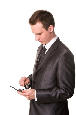 genç işadamı bir tablet pc comuter üzerinde çalışma