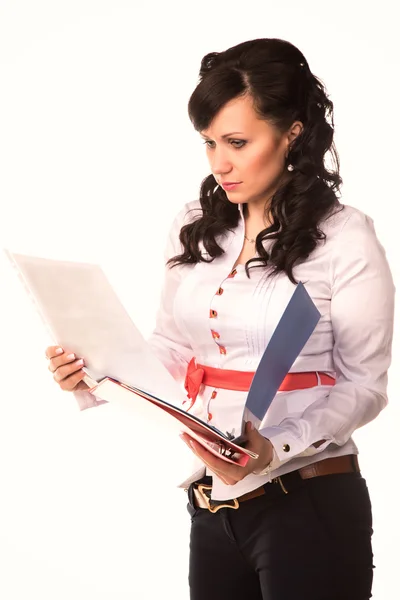 Attractive businesswoman studying paperwork — Stock Photo, Image