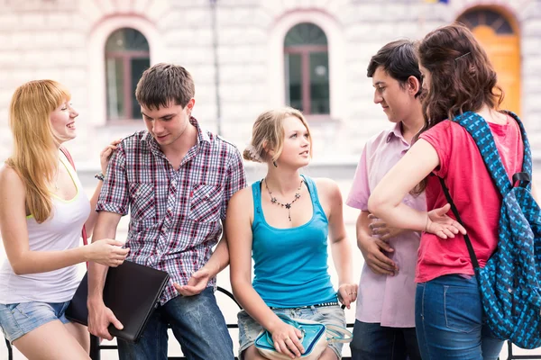 Group of happy smiling Teenage Students Outside College Royalty Free Stock Photos