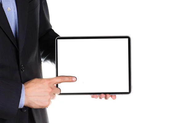 Jungunternehmer mit Tablet-PC in der Hand — Stockfoto