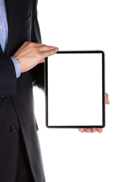 Young businessman's hands with tablet pc Stock Photo