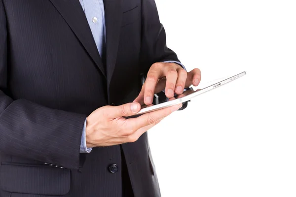 Young businessman's hands with tablet pc — Stock Photo, Image
