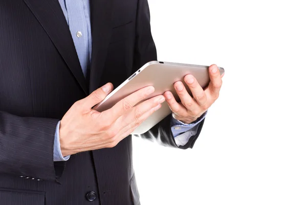 Young businessman's hands with tablet pc — Stock Photo, Image