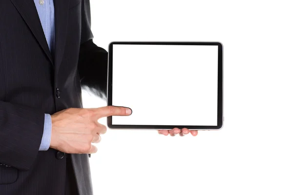 Young businessman's hands with tablet pc Stock Photo