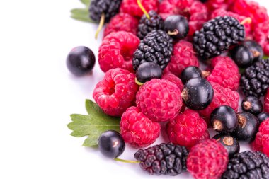 taze çilek, ahududu, blackcurrants