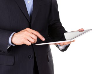 Tablet pc ile genç işadamı el