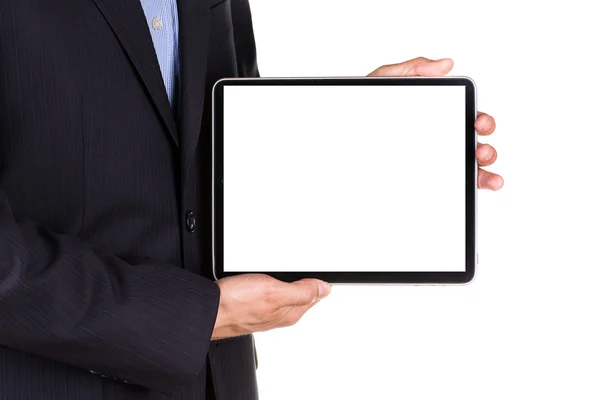 Young businessman's hands with tablet pc Stock Image