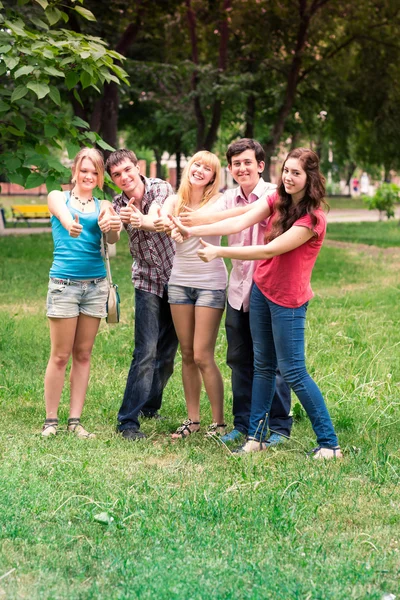 幸せの笑みを浮かべて十代の学生のグループ — ストック写真