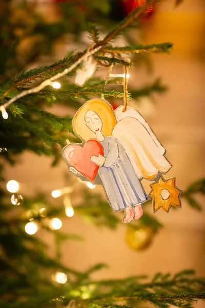 Decorated Christmas Tree Angel Orthodox Church Christmas Eve Religious Christmas — 图库照片