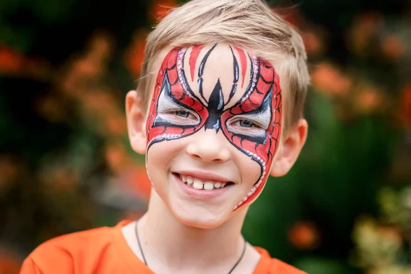 Cute Little Boy Face Paint Face Painting Kid Painting Face — Foto Stock