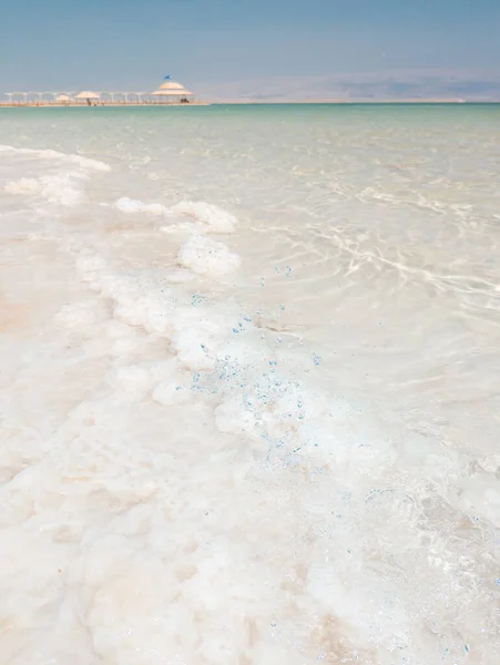 Landscape View Dead Sea Salt Crystals Formations Clear Cyan Green — Stock Photo, Image