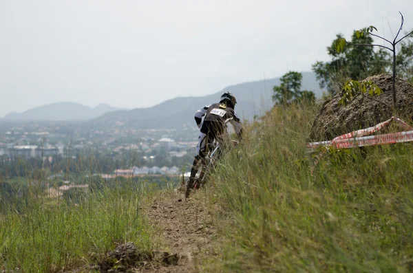 Downhill mountain bike racing — Stock Photo, Image