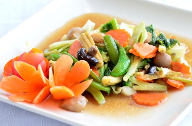 Sauted mixed vegetables in oyster sauce clipart