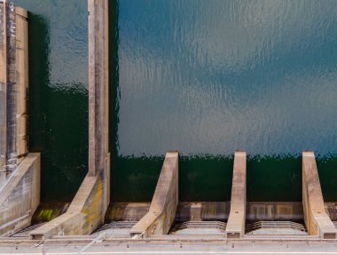 Aerial view of dam on a river