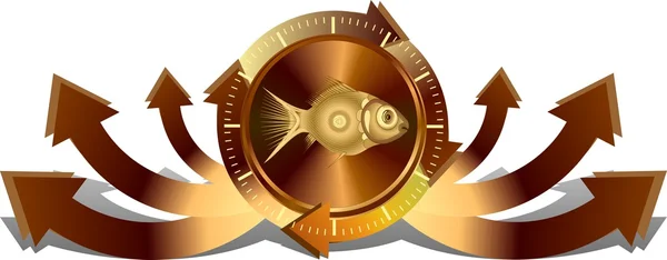 Gold fish button — Stock Photo, Image