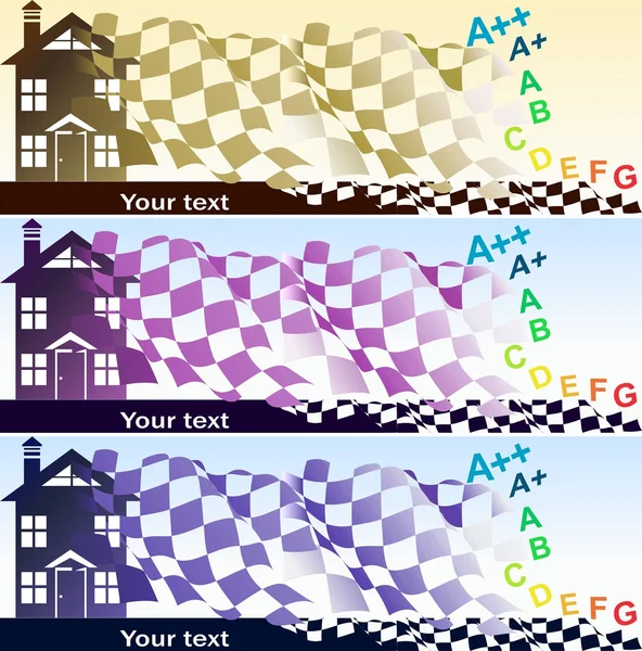Gebäude Energieeffizienz Banner gesetzt — Stockvektor