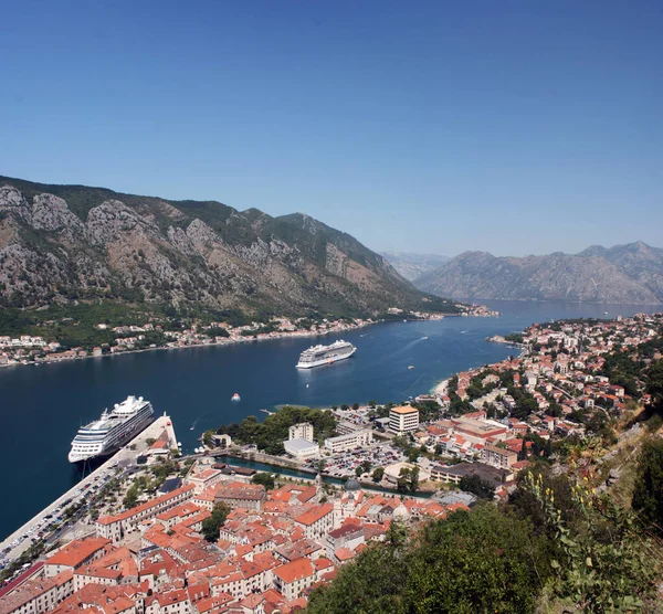 Vista Panoramica Dall Alto Sulla Baia Kotor Montenegro — Foto Stock