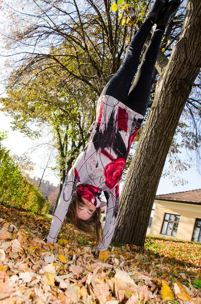 Belleza chica en otoño parque — Foto de Stock