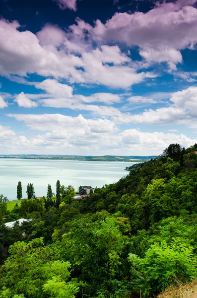 Lago Balaton dall'abbazia di Tihany — Foto Stock