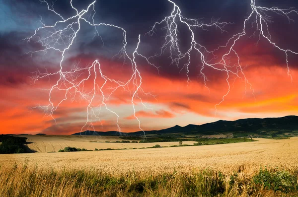 Storm in wheat land — Stock Photo, Image