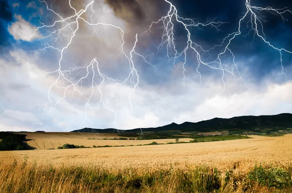 Storm in tarwe land — Stockfoto