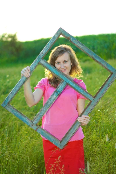 Chica y ventana — Foto de Stock