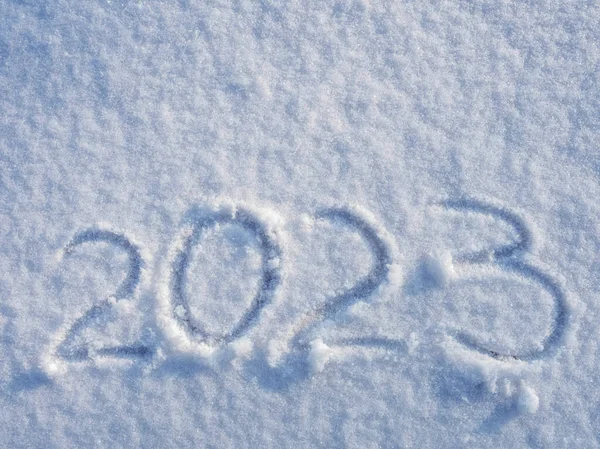 Top View 2023 Hand Written Snow 2022 New Year Holiday — 图库照片