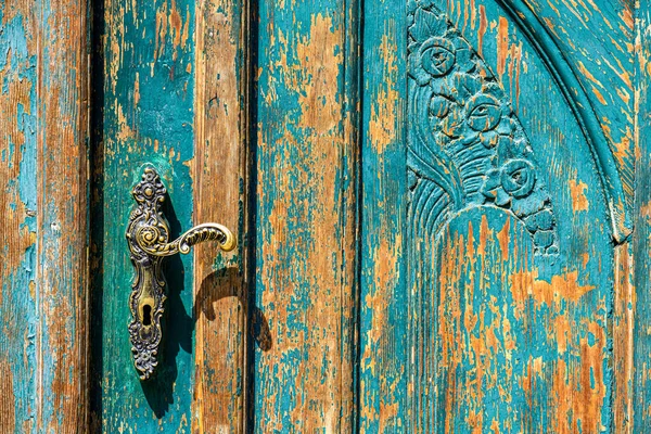 Old Wooden Weathered Shabby Door Knob Close Photo Texture — Stock Photo, Image