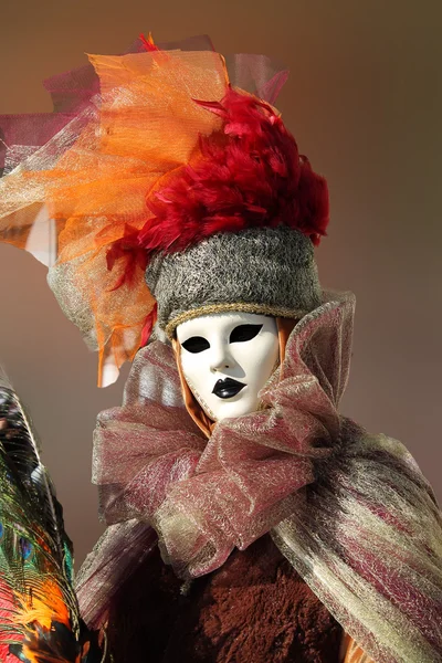 Donna in costume da carnevale tradizionale, nel famoso Carnevale di Venezia — Foto Stock