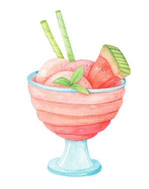 Dondurmalı tatlı çöl, suluboya resimli izole edilmiş