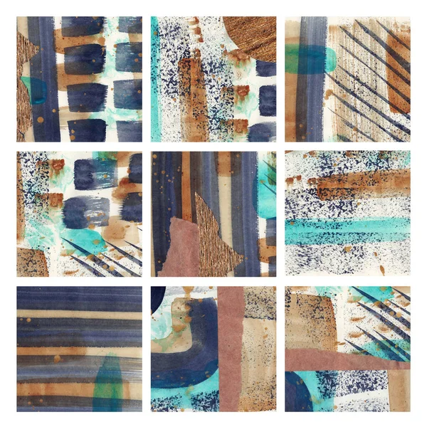 set of square abstract collage paper backgrounds