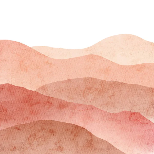 Wavy Mountain Silhouette Watercolor Background Hues Pink Beige Purple Shapes — Fotografia de Stock