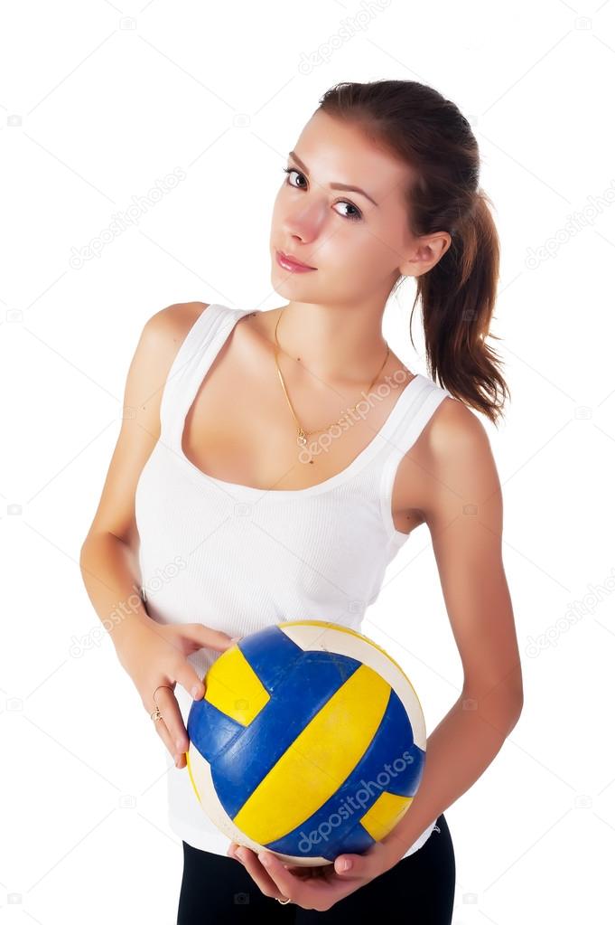 年轻美丽排球运动员