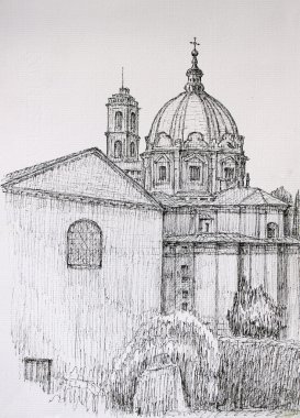 Roma Forumu cityscape mürekkep tarafından boyalı