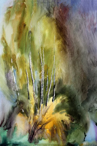 Abstrakte Landschaft mit Aquarell gemalt — Stockfoto