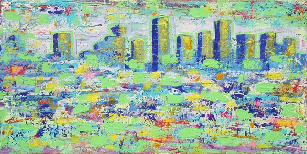 Abstract painting with Vancouver towers — Stock Photo, Image