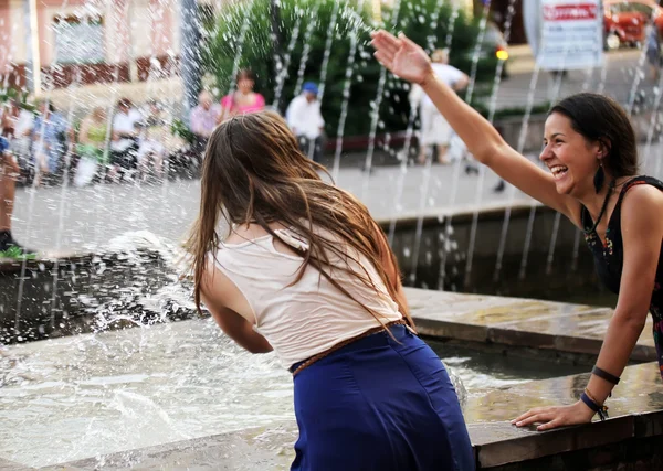 Students girls having fun outside — Stock Photo, Image