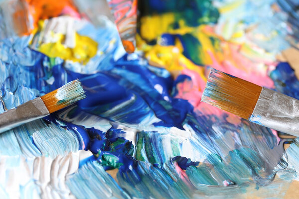 Closeup of brush and palette