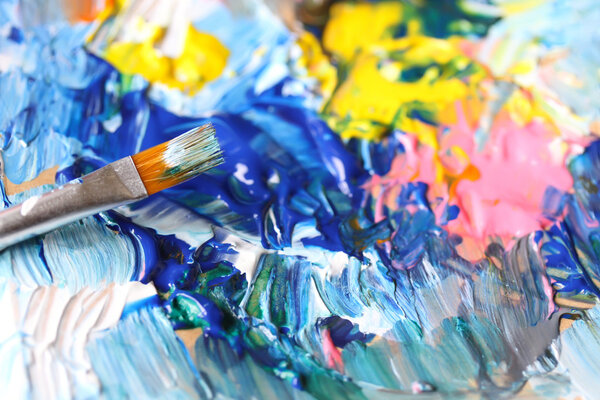 Closeup of brush and palette