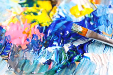 Fırça ve palet closeup.