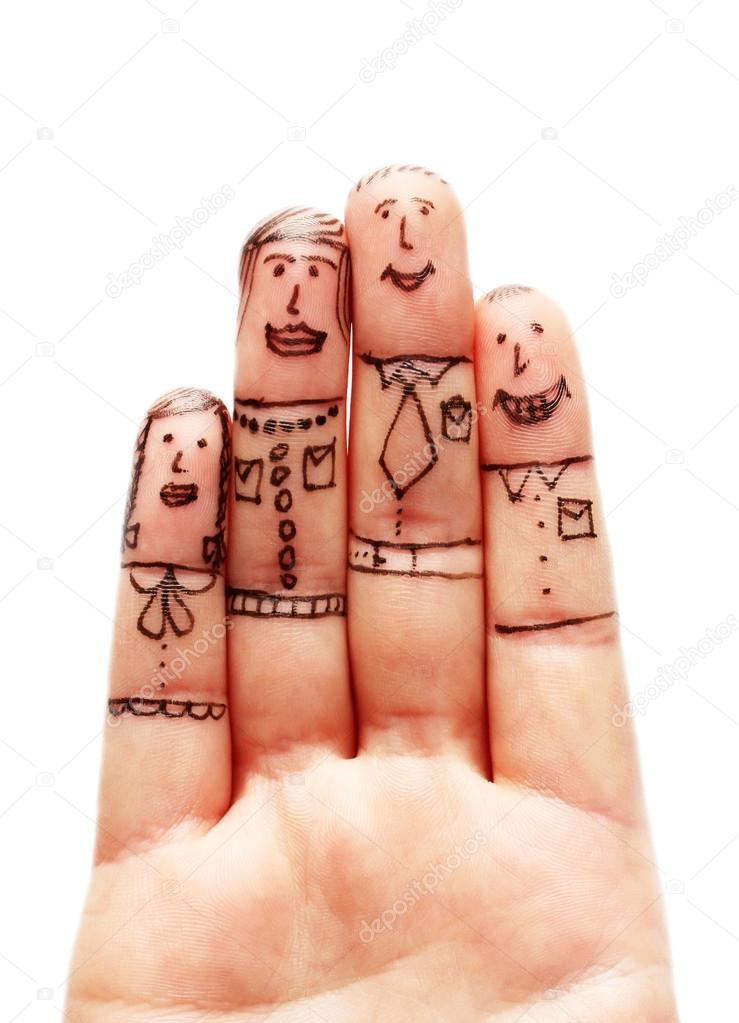 Fingers Family isolated on white background