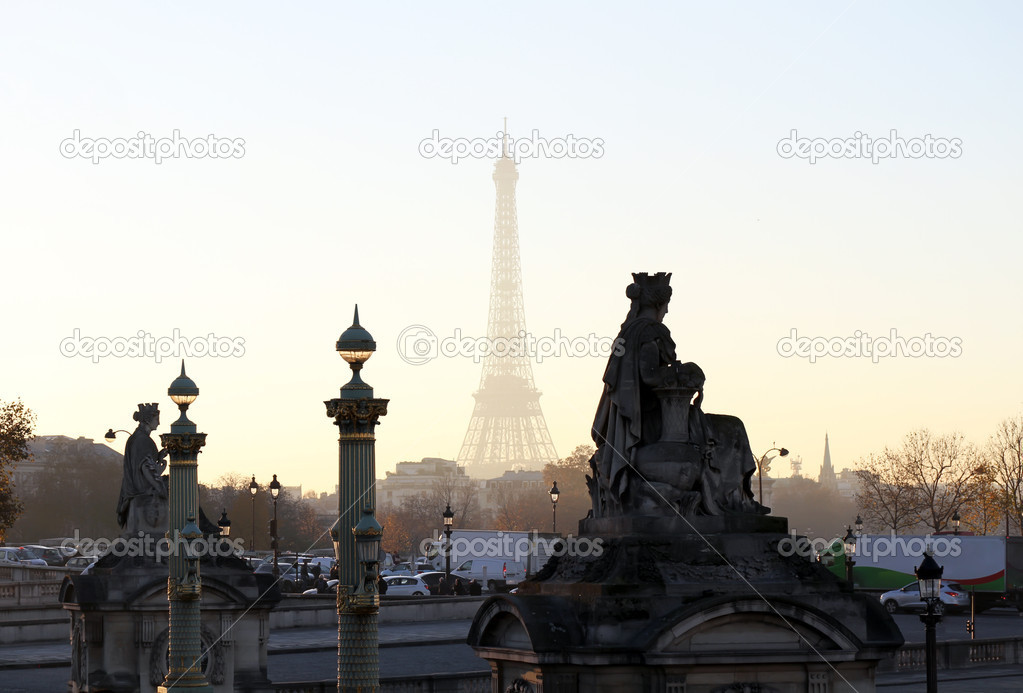 View on Eiffel Tower in the evening,