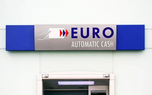 Tanda mesin kas Euro — Stok Foto