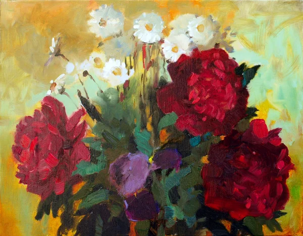 Oil painting of the beautiful flowers. — Stock Photo, Image