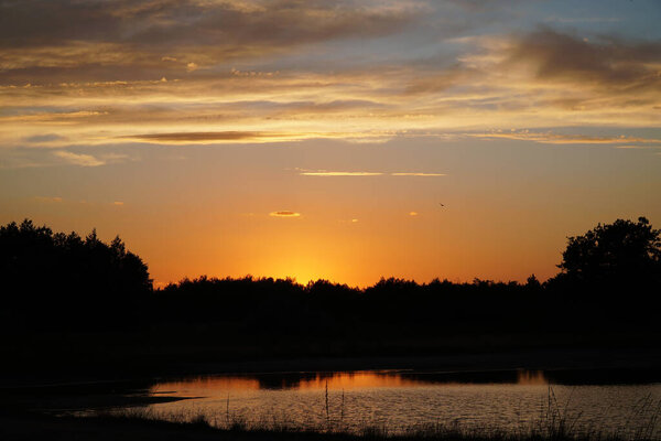 Beautiful Sunset Sky River Stock Image