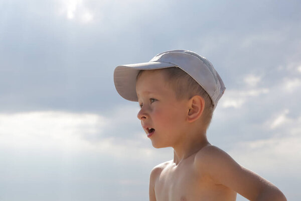 Cute Smiling Little Boy Sky Royalty Free Stock Photos