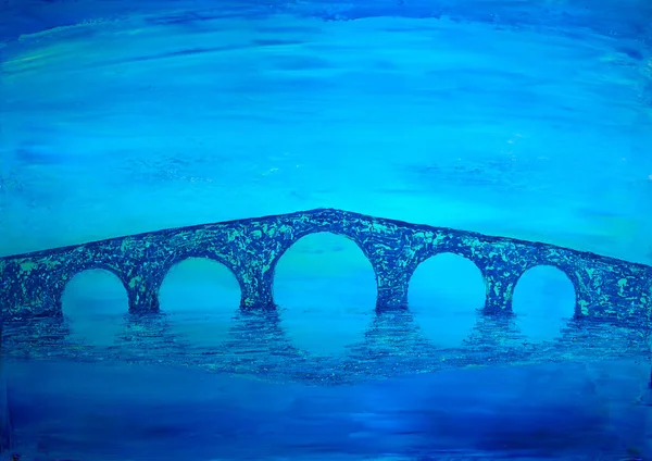 Art Painting Roman Bridge — 图库照片