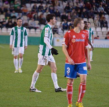 Cordoba, İspanya - Ocak 13:vincenzo rennella w(12) eylem sırasında maç lig cordoba(w) vs numancia (r)(1-0) üzerinde 13 Ocak 2013 baş melek cordoba İspanya Belediye Stadyumu