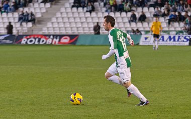 CORDOBA, SPAIN - JANUARY 13:López Silva W(19) in action during match league Cordoba(W) vs Numancia (R)(1-0) at the Municipal Stadium of the Archangel on January 13, 2013 in Cordoba Spain